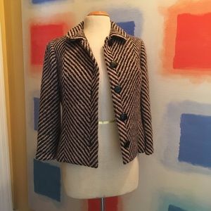 Henri Bendel Suit Set Chevron Wool Blazer & Skirt